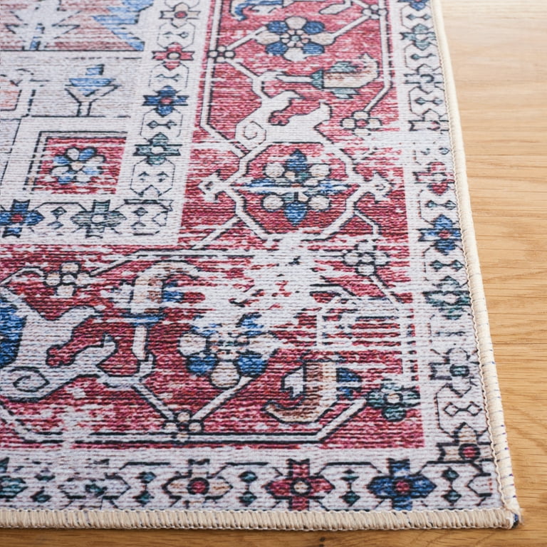 SAFAVIEH Tucson Jayla Oriental Machine Washable Area Rug, Navy/Red
