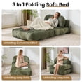 thumbnail image 3 of JONPONY Folding Sofa Bed, Convertible Sleeper Chair with Pillow Foldable Mattress with Back Support, Portable Sleeper Chair Bed Comfort Floor Sofa for Living room Bedroom, Single, Dark Green, 3 of 9