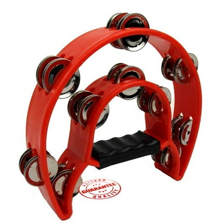 Half Moon Tambourine - D'Luca 9 Inches Double Cutaway Half Moon Tambourine Red