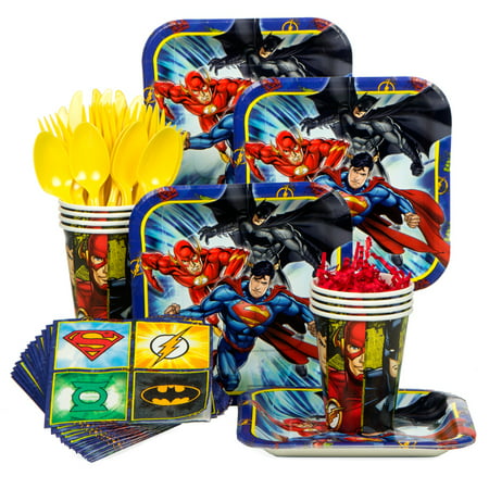 Justice League Birthday Party Standard Tableware Kit (Serves 8) - Party Supplies