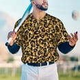 thumbnail image 6 of Daiia Gold Glitter Leopard Mens Baseball Jersey Button Down Shirts Short Sleeve Sports Uniforms-Large, 6 of 9