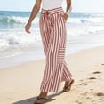 thumbnail image 5 of Womens Summer Casual Striped Pants Loose Wide Leg Lounge Pants Elastic Waist Palazzo Trousers with Pockets, 5 of 5