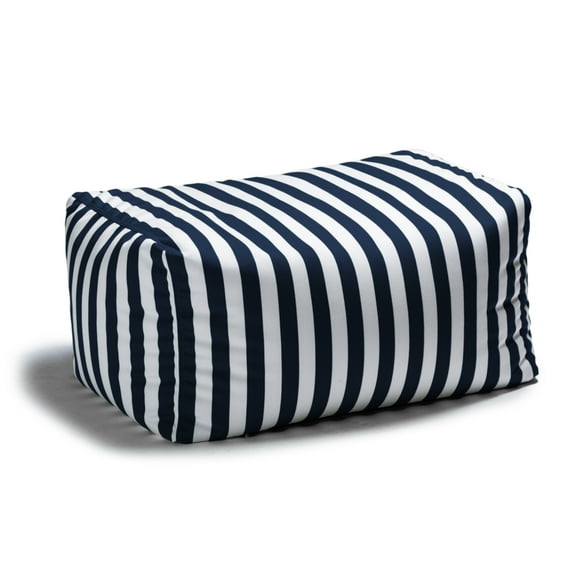 Jaxx Leon Outdoor Bean Bag Ottoman, Navy Striped