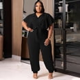 thumbnail image 2 of AURA Women Plus Size Two Piece Outfit Casual Knot Top Pants Set Summer Fashion, 2 of 4