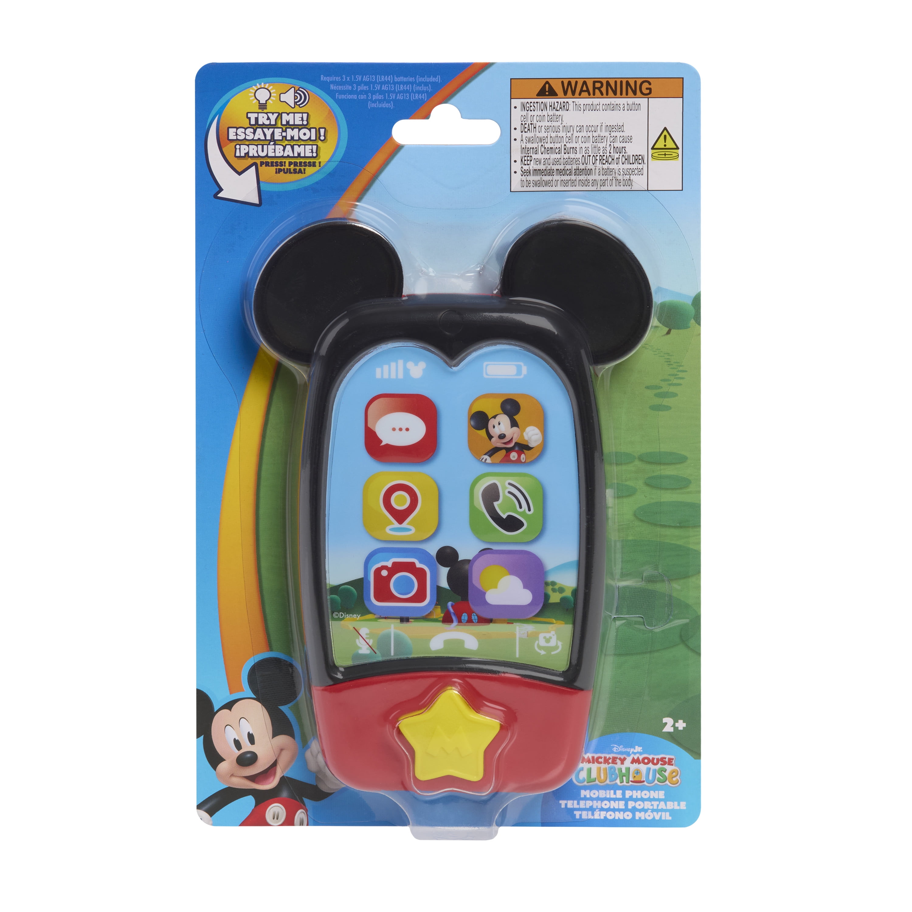 Disney Jr. Mickey Mouse Clubhouse 6-inch Mobile Phone, Interactive Toy Phone for Kids Ages 3 and up