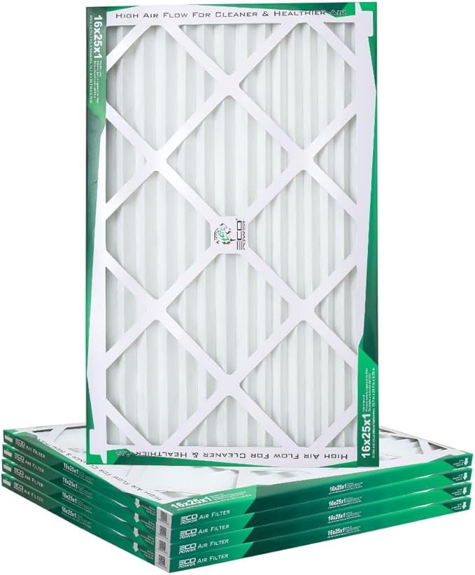 16x25x1, Air Filter MERV 10 (6-Pack) - Pleated Air Conditioner HVAC AC Furnace Air Filters Replacement (16x25x1 6-Pack), SB12466
