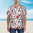 thumbnail image 2 of Xecao Red Blue Leaves print Hawaiian shirt - a stylish short-sleeve button-down for men, perfect for casual beach and tropical outings., 2 of 9