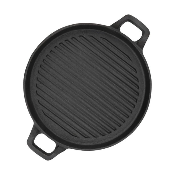 Plancha De Hierro Fundido, Sartén Reversible De Doble Acanalada Redonda De Hierro Fundido Para Estufa Eléctrica De Gas