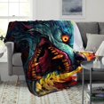 thumbnail image 3 of Flannel ，Colorful Demon Wolf Print Blanket，Super Soft Throw Blanket For Boys, 3 of 4