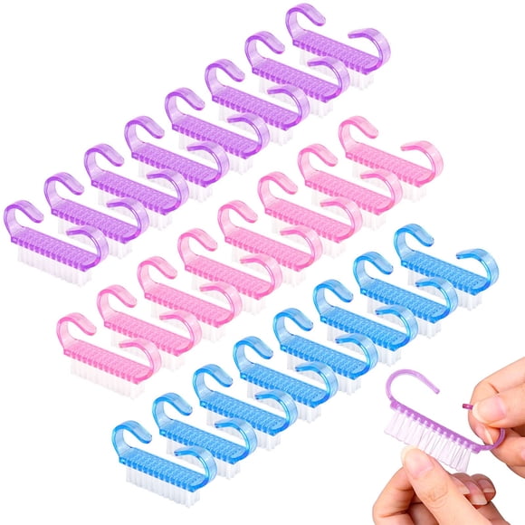 RETON 24 cepillos de uñas con mango, cepillos de limpieza para dedos de los pies y uñas, cepillo de manicura para pedicura, para mujeres, hombres y niñas (multicolor)