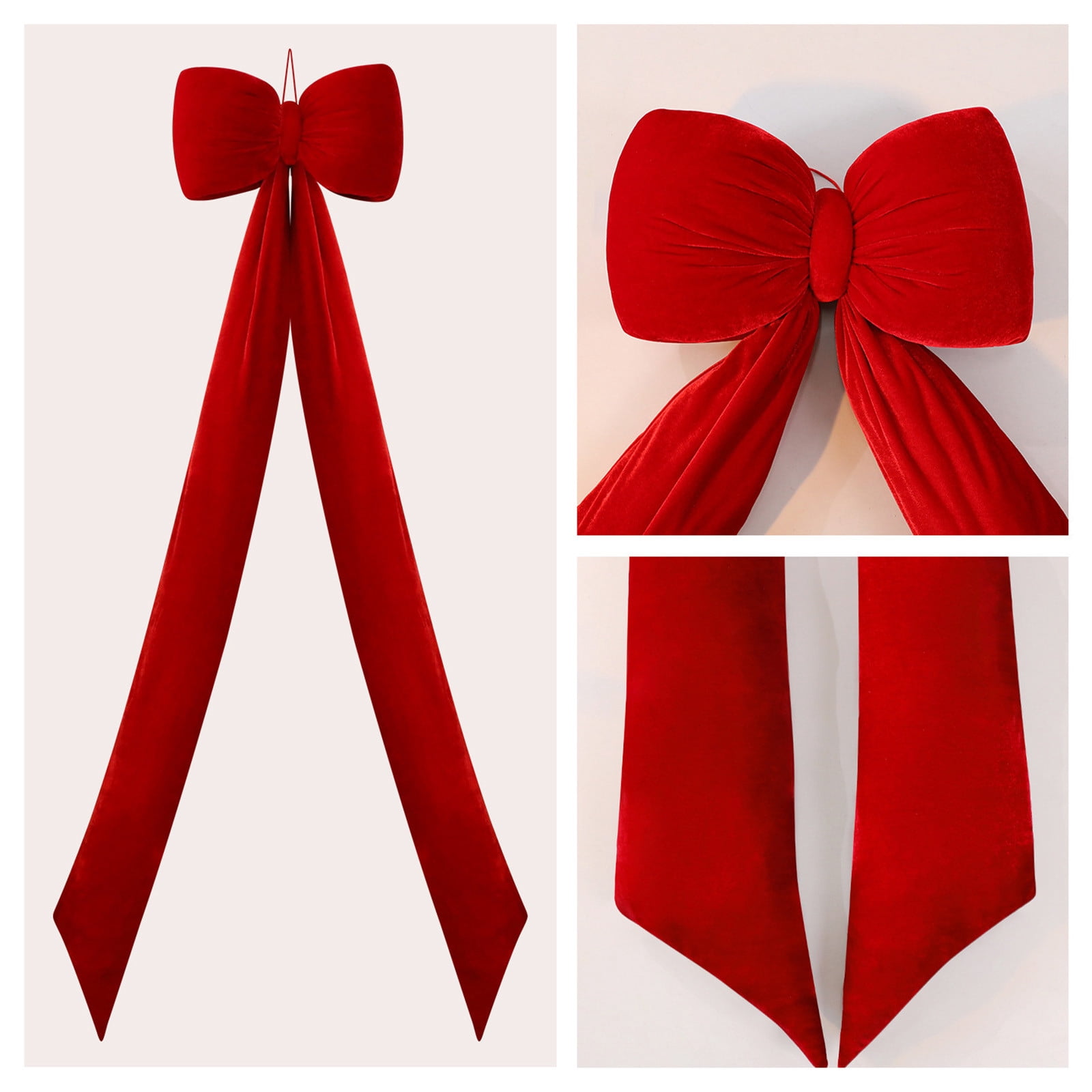 Christmas Tree Topper Bow, 59x13 Inch Velvet Extra Large Room Decor Ribbon Bow for Wedding Engagement Birthday Party，Giant Xmas Bow Decorations for Home Wreath Door Wall