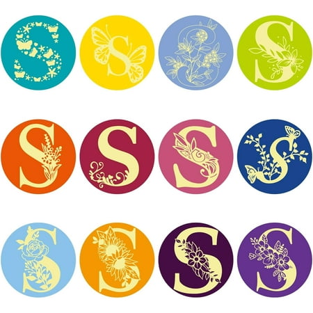 120Pcs 2 inch S Letter Stickers Gold Foil Sticker Paper Colorful Round Dot S Word Envelope Labels Self Adhesive Alphabet Decals for Card Wall Classroom Window Scrapbook Decoration