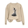 thumbnail image 2 of Mifsaly Halloween Sweatshirt Vintage Witch Graphic Long Sleeve Pullover Tops Crewneck Casual Fall Holiday Party Slouchy Sweatshirts Beige,M, 2 of 5