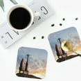 thumbnail image 5 of Disketp Elephant Giraffe On A Mountain Top Sunset Funny Coasters,6 Pcs Leather Coasters With Holder, Perfect Housewarming Hostess Gifts,Protect Furniture From Water Marks Scratch And Damage, 5 of 9