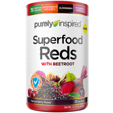 Purely Inspired Superfood Reds With Beet Root Powder, Plus Immune Support, Vitamin C and Zinc, Natural Berry Flavor, 30 Servings