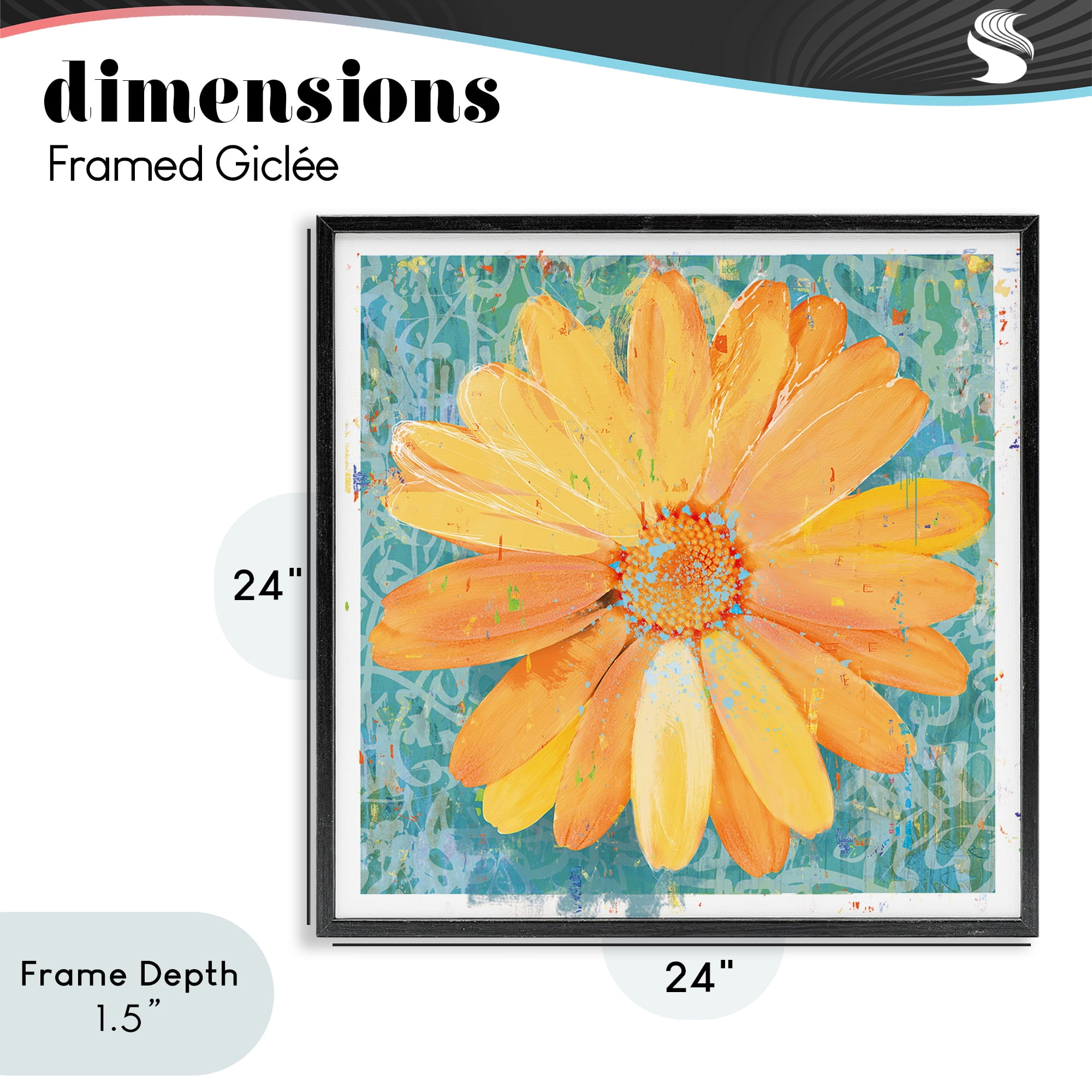 Stupell Industries Urban Daisy over Graffiti Black Framed Giclee Art, design by Porter Hastings