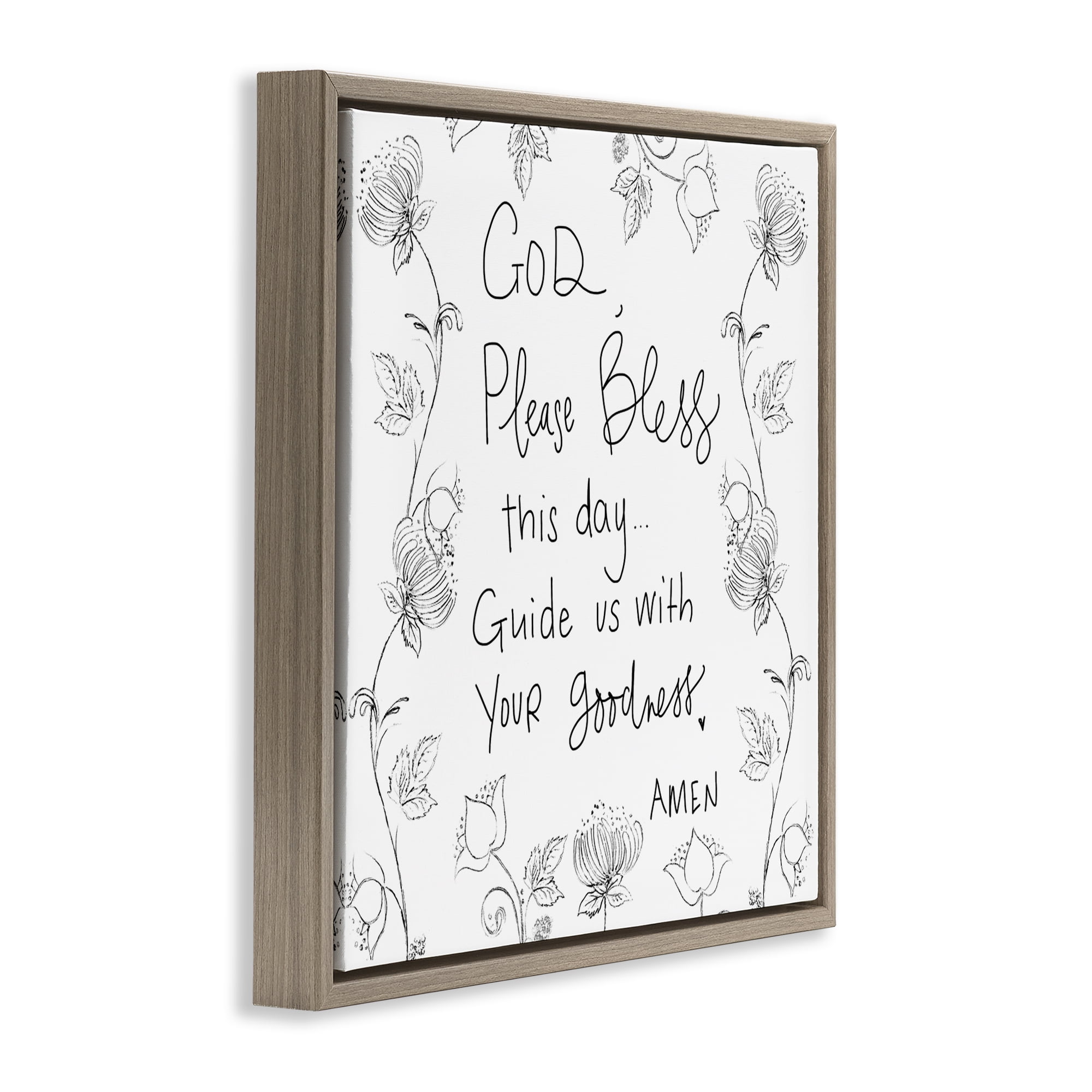 Stupell Industries God Bless This Day Brown Framed Floater Canvas Wall Art, design by Patricia Pinto