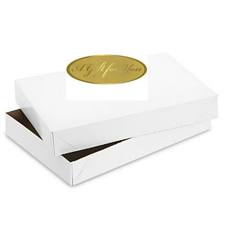 Dress Mens Box (Childrens Mens Shirt Dress Sweater Jacket Gift Packaging Apparel Boxes -White with Gold Seals)
