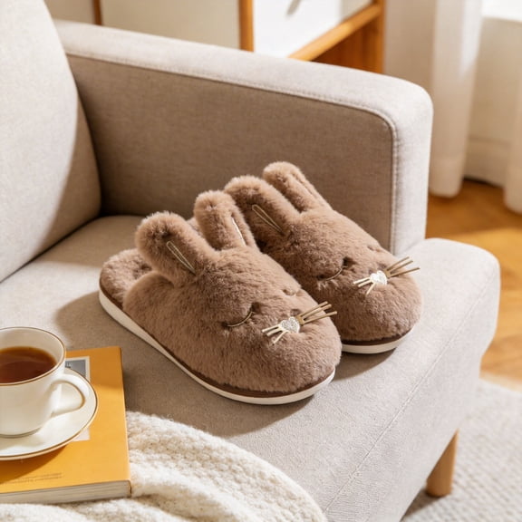 Bunny Slippers for Women Fuzzy Cute Animal Memory Foam House Rabbit Slippers Indoor Outdoor