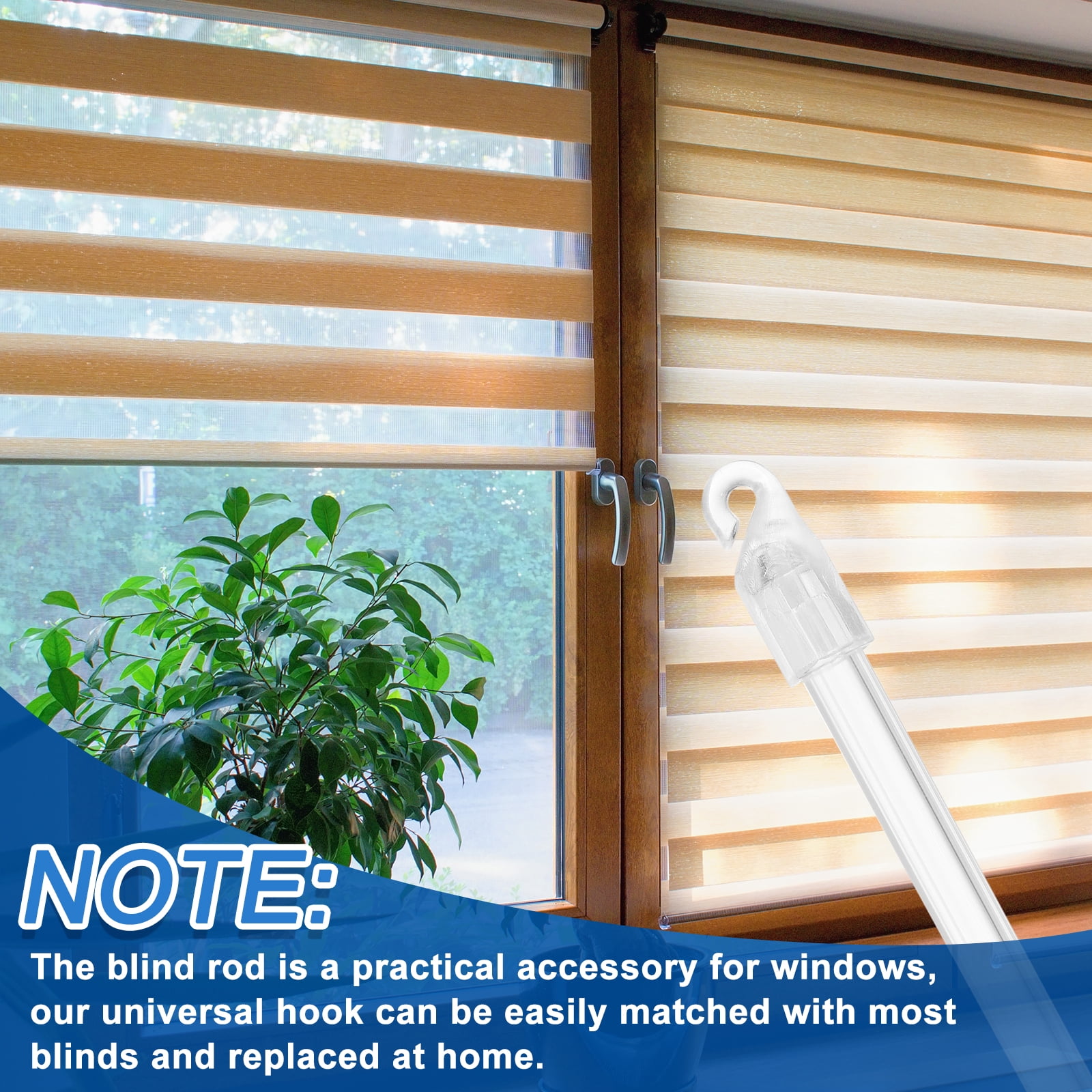 10 Pack 19" Blinds Wand Replacement, Acrylic Blinds Tilt Wand with Hook and Grip, Vertical Blind Rod Stick for Window Curtain Opener Accessory, Clear