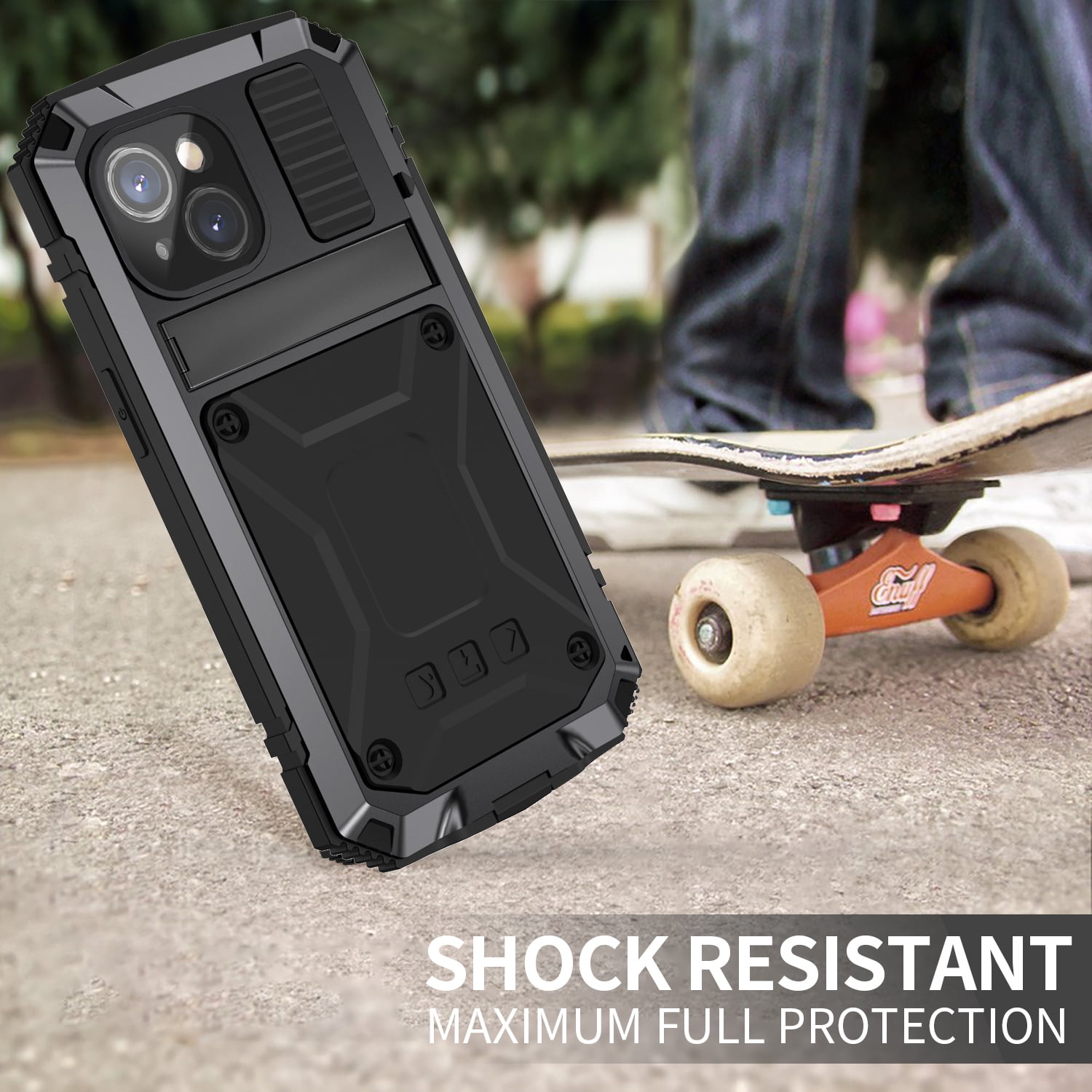 for iPhone 13 Armor Cover Case with Screen Protector, with Built-in 360° Rotate Ring Stand Heavy Duty Protection Cover Case for Apple iPhone 13, Black