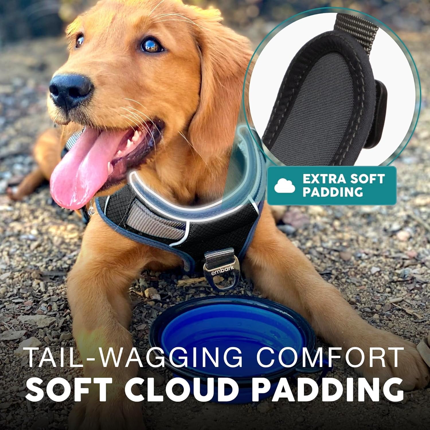 Embark Adventure Dog Harness, No-Pull Reflective Trim Dog Harness for Small, Medium & Large Dogs - Military Grade Nylon, 2 Leash Clips & Gel Lined Handle. Soft & Padded Puppy Dog Vest for Any Breed