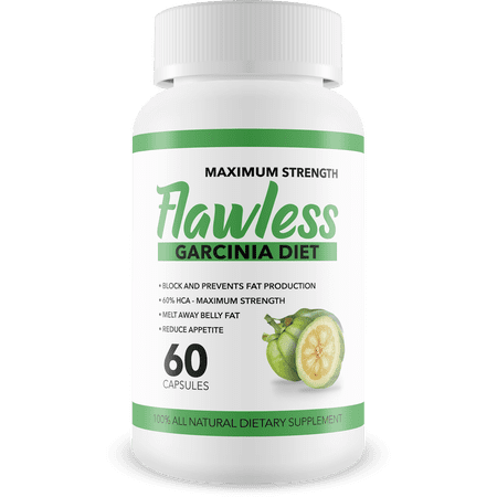 Flawless Garcinia Cambogia - 100% Pure Garcinia Cambogia Extract with HCA, Maximum Strength, All Natural Appetite Suppressant, Carb Blocker, Weight Loss Supplement - 60 Capsules