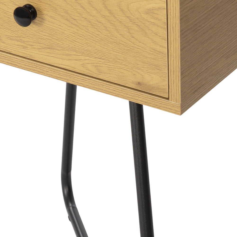 Kadyn Modern Nightstand, End Table with Drawer, Cross Legs, Bedside Table for Closet, Living Room, Oak-1PCS