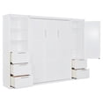 thumbnail image 6 of MODERNLUXE Queen Size Murphy Bed,120-inch Larger Space-Saving Wall Bed with Closet,5 Drawers and 3 Shelves,Foldable Platform Bed Vertical Wall Bedfram for Small Space,Bedroom,Guest Room,White, 6 of 7