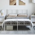 thumbnail image 1 of vidaXL Metal Bed Frame with Headboard and Footboard White 135x190 cm Double, 1 of 5