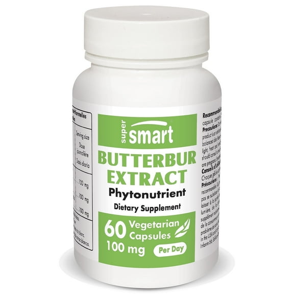 SuperSmart Butterbur Extract (High Potency) - 15% Sesquiterpenes - Natural Herb Supplement | Non-GMO & Gluten Free - 60 Vegetarian Capsules