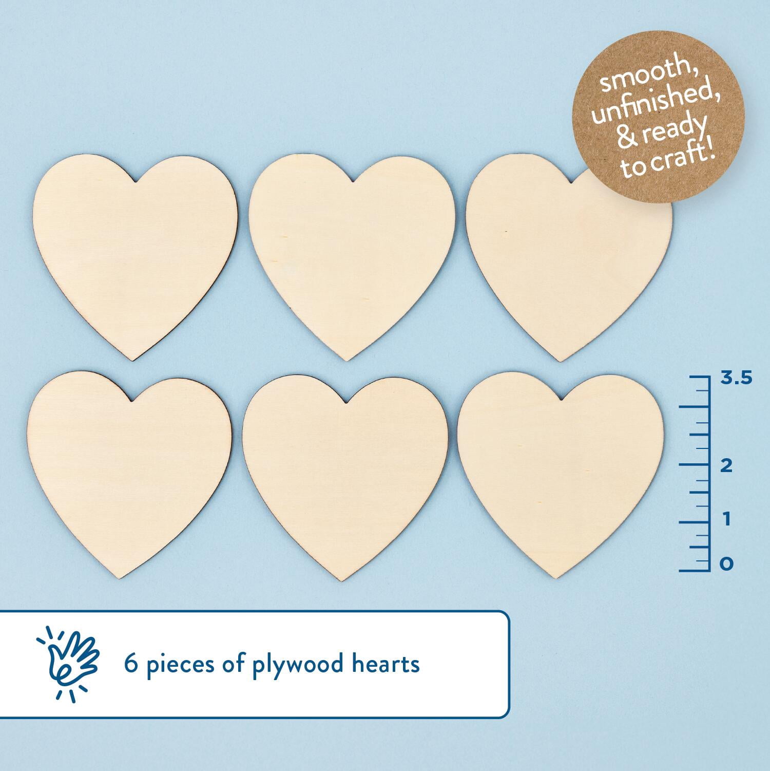 Hello Hobby Plywood Heart Shape Pack, Set of 6, 3.5"