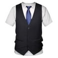 thumbnail image 3 of Miutii Men Short Sleeve Formal Tuxedo Fake Suit Vest Shirt 3D Printed Bowtie T Shirt Black 4XL, 3 of 6