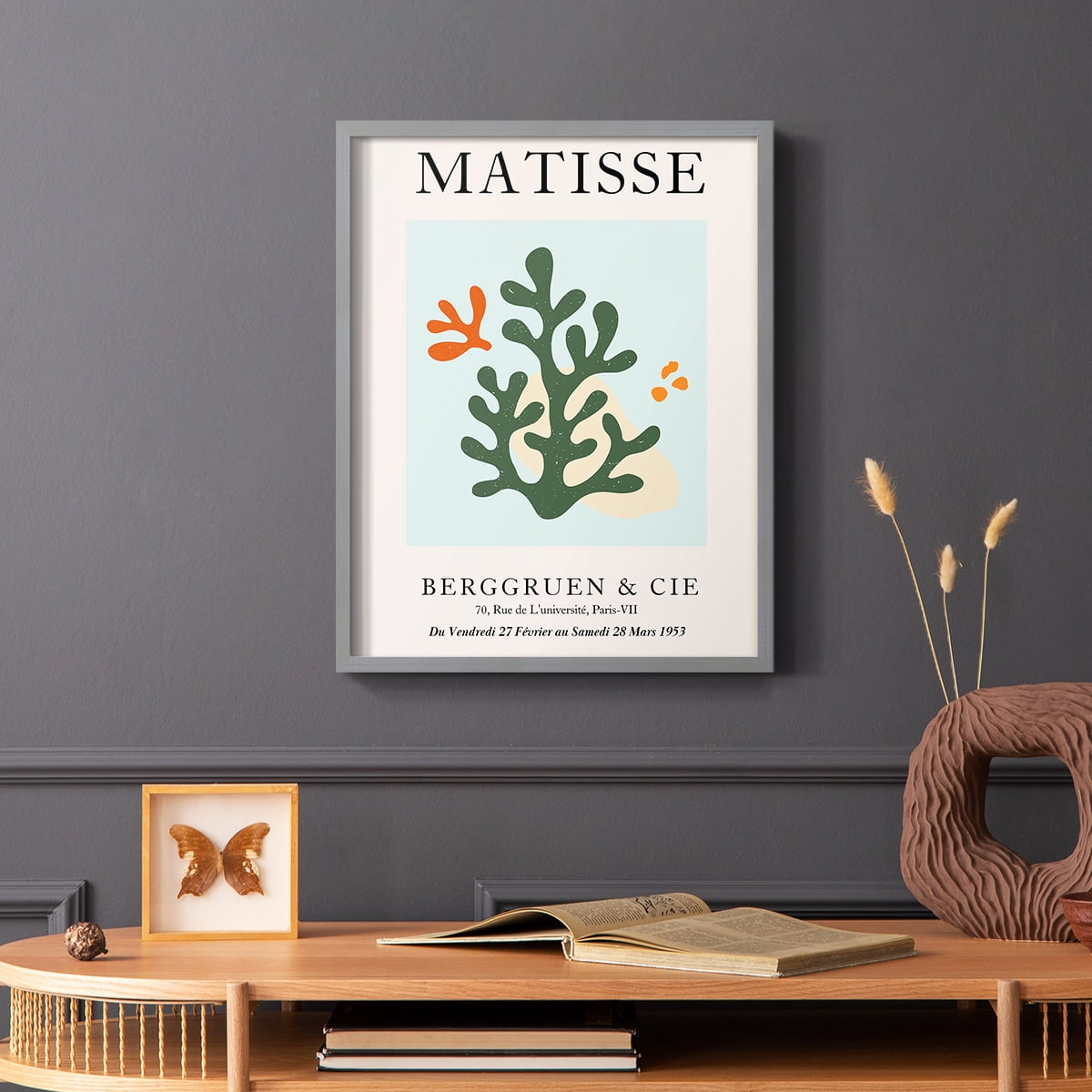 Matisse CDXCVII in Gray Solid Wood Framed Print No Nail Hanging