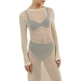 thumbnail image 6 of Coduop Women Long Sleeve Knitted Dress See-through Long Party Dress for Beach Club Streetwear, 6 of 9