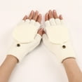 thumbnail image 4 of Dyfzdhu Fingerless Gloves for Women Cold Weather Winter Knit Convertible Gloves Warm Mittens Juinors White, 4 of 6