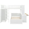 thumbnail image 6 of JERFIT size Loft Bed with a twin size Stand-alone bed Shelves Desk and Wardrobe-White, 6 of 10
