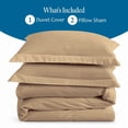 thumbnail image 4 of Taupe Super Queen ( 90" x 98" ) Size 100% Cotton Duvet Set, 800 Thread Count, Stripe Pattern, 1-Piece Comforter Cover with Zipper Closure & 2-Pillow Shams– Hotel Quality, All-Season, 4 of 5