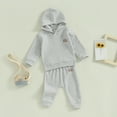 thumbnail image 3 of Okbabeha Toddler Baby Girl Boy Outfit Embroidery Rainbow Long Sleeve Hoodie With Elastic Waist Sweatpant Fall Winter Clothes, 3 of 7