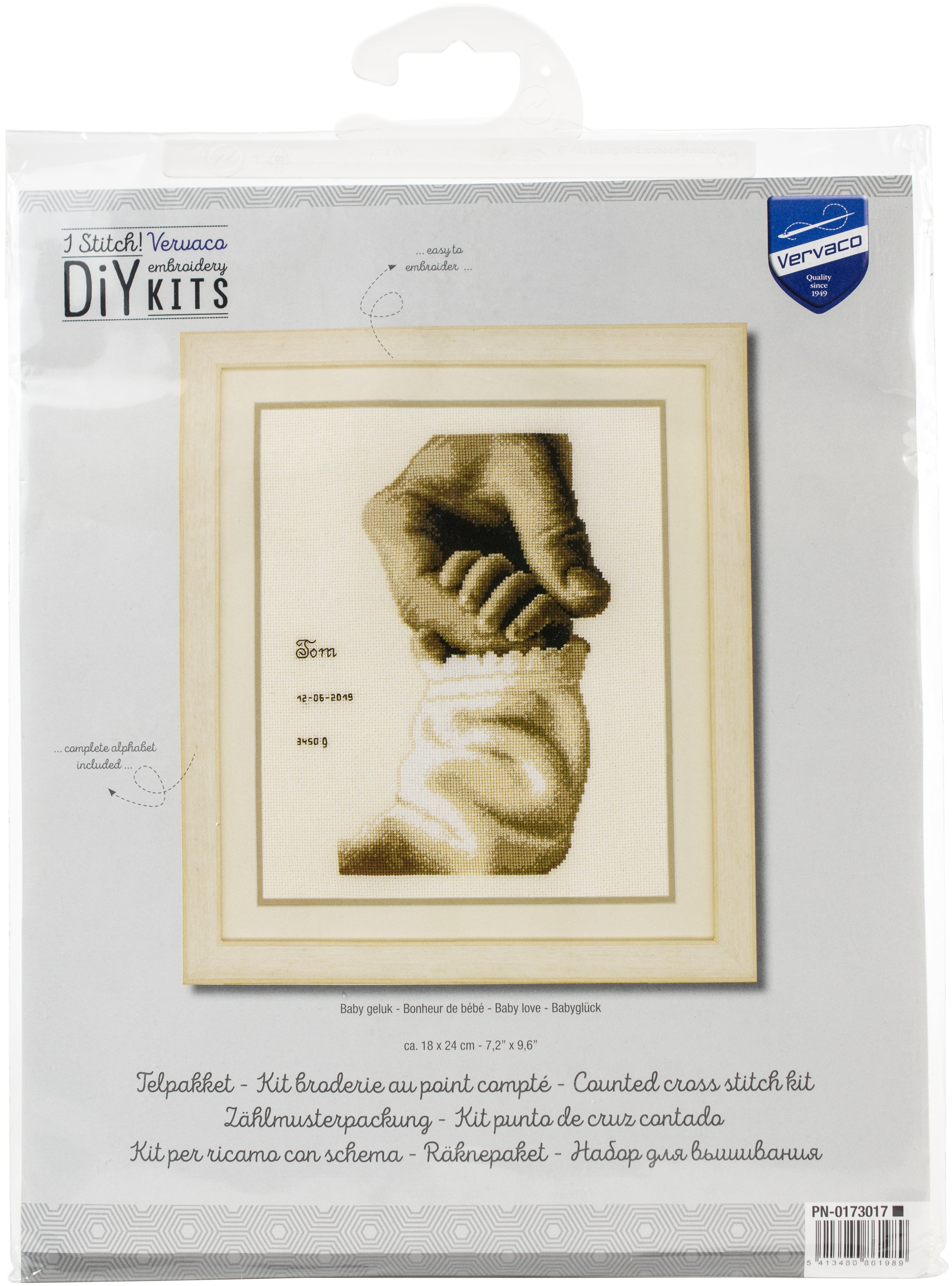Vervaco Birth Record Counted Cross Stitch Kit 7.2"X9.6"-Baby Love On Ecru (18 Count)