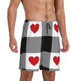 thumbnail image 2 of Fotbe Heart Black Buffalo Plaid Gingham Pantalones Cortos de Pijama para Hombre, Ropa de Dormir, Pantalones de Pijama Cortos para Hombre-Large, 2 of 6