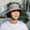 thumbnail image 4 of Solid Color Flat Dome Breathable Lining Windproof Buckle Fisherman Hat Unisex Wide Brim Sun Bucket Hat Fashion Accessories, 4 of 7