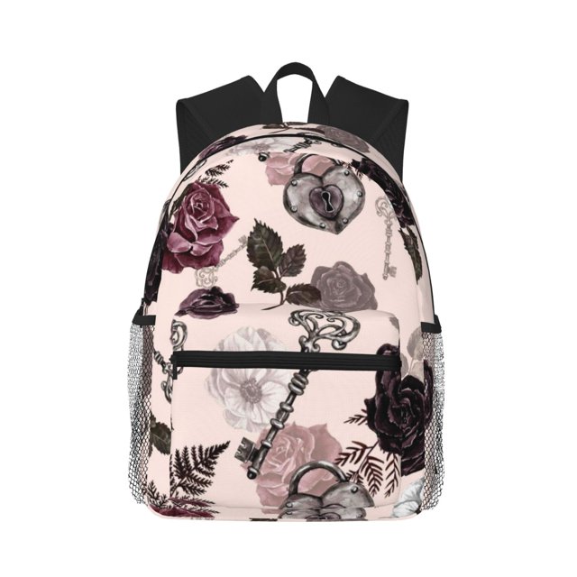 Balery Retro Red Black Roses Mochila para Mujeres y Hombres, Mochila Ligera Casual para Viajes, Mochila Clásica Básica para la Universidad