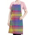 thumbnail image 5 of Multi Color Plaid Checkered Pattern Apron-Garden Aprons for Women with Pockets-Cotton Linen Waterproof Kitchen Cooking Gardening Aprons Adjustable for Kitchen,Cooking,BBQ and Salon 33x27 Inch, 5 of 7