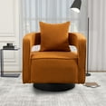 thumbnail image 3 of Swivel Accent Chair with Metal Base and Curved Open Back, Upholstered Chair with Pillow and Padded Seat, Comfy Accent Chair with High Density Sponge for Living Room Bedroom, 3 of 9