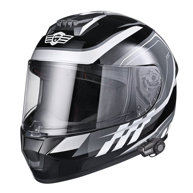 AHR Full Face Bluetooth Motorcycle Helmet DOT Bluetooth 5.0 Headset Intercom XL