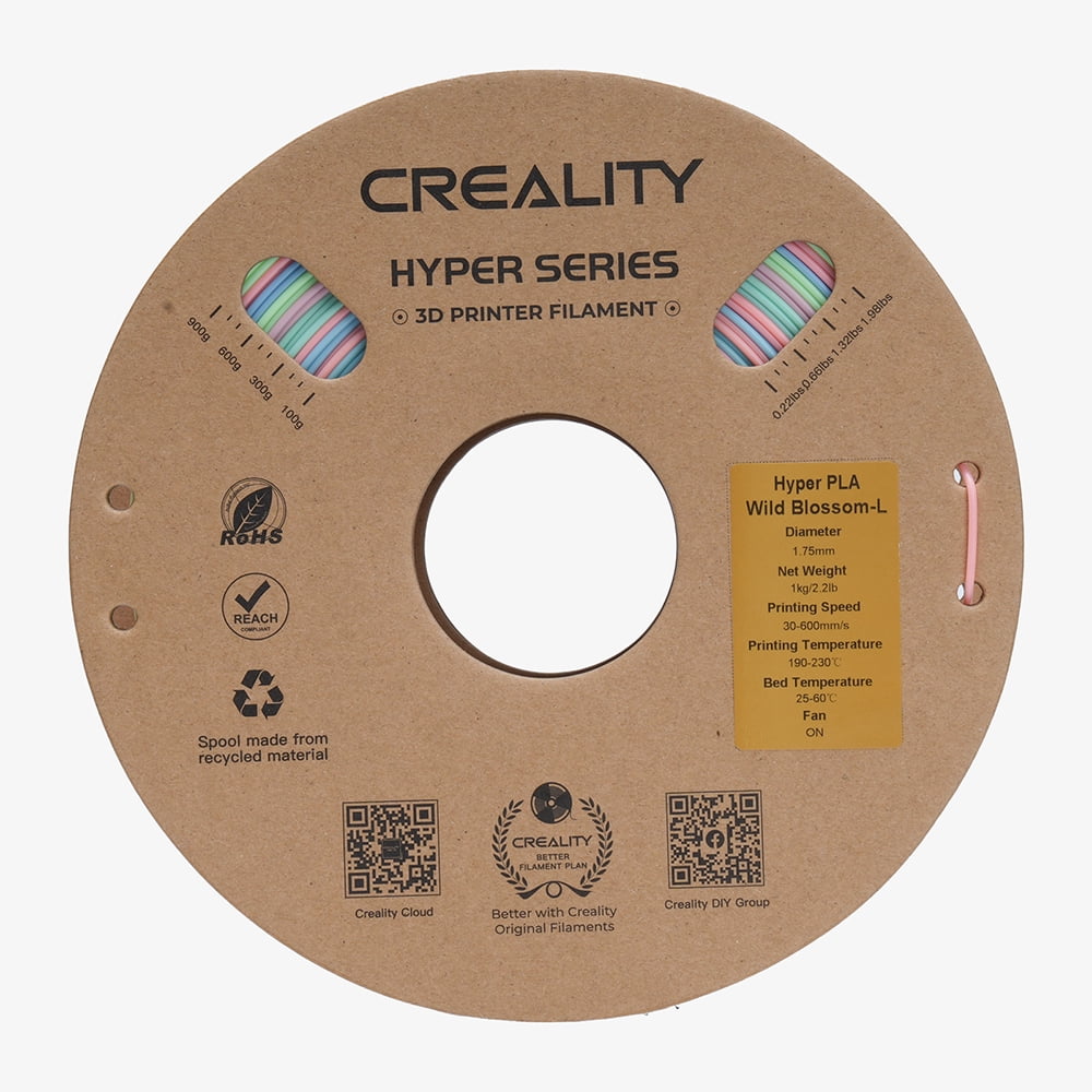 Creality Hyper Rainbow PLA 3D Printing Filament Smooth Vibrant Gradients 300mm/s Printing Speed 2.2lb-Wild Blossom(Short)