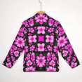 thumbnail image 6 of Pink Flowers on Black Men's Stand Collar Sweater Long Sleeve Clothing Loose Fit Sports Sweater, 6 of 8