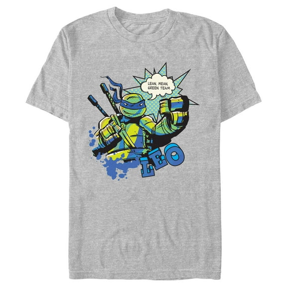 Men's Teenage Mutant Ninja Turtles Comic Leonardo Green Team  Graphic Tee Athletic Heather 2X Large