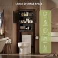 thumbnail image 6 of Over the Toilet Storage, Bathroom Storage Cabinet with Adjustable Shelf, Double Doors, and Open Shelf, Dark Brown, 6 of 10